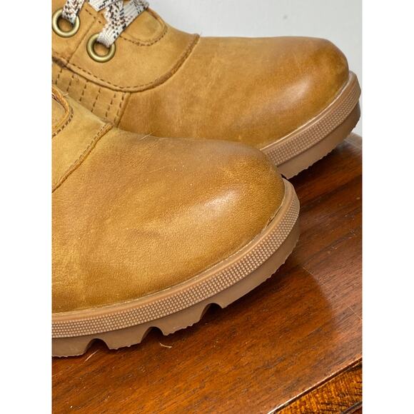 Sorel Women's Lexie Wedge Boots Lace Up Leather Waterproof Camel Brown Size 8 - Picture 2 of 11